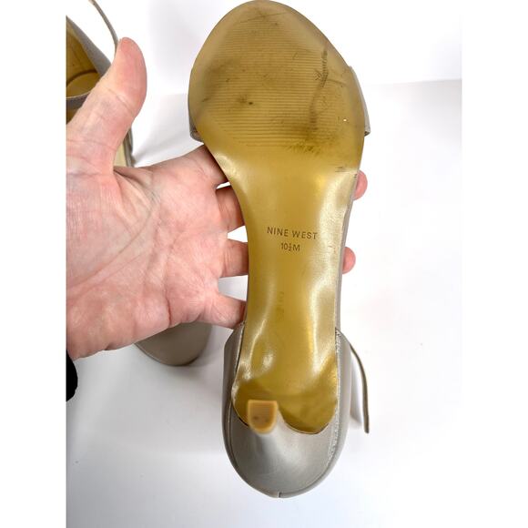 Nine West In Style Size 10.5 M 3 Inch Gray Leather Ankle Strap Heels - Picture 10 of 14